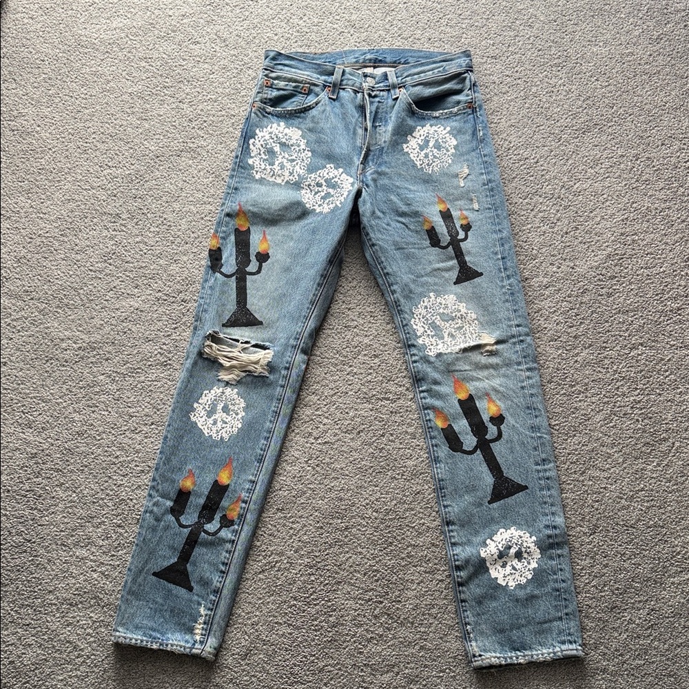 Denim Tears X Virgil Abloh  Candle Graphic Levi denims Jeans